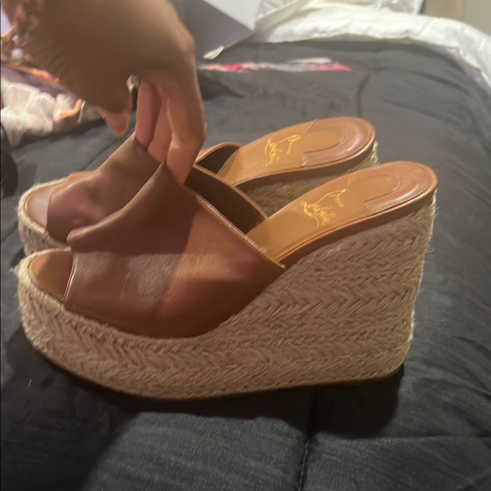 Christian Louboutin Brown Wedge Espadrilles - Picture 4 of 4